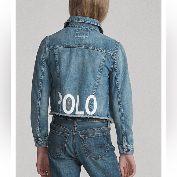 * Polo by Ralph Lauren Logo Cropped Denim Jacket Size 16